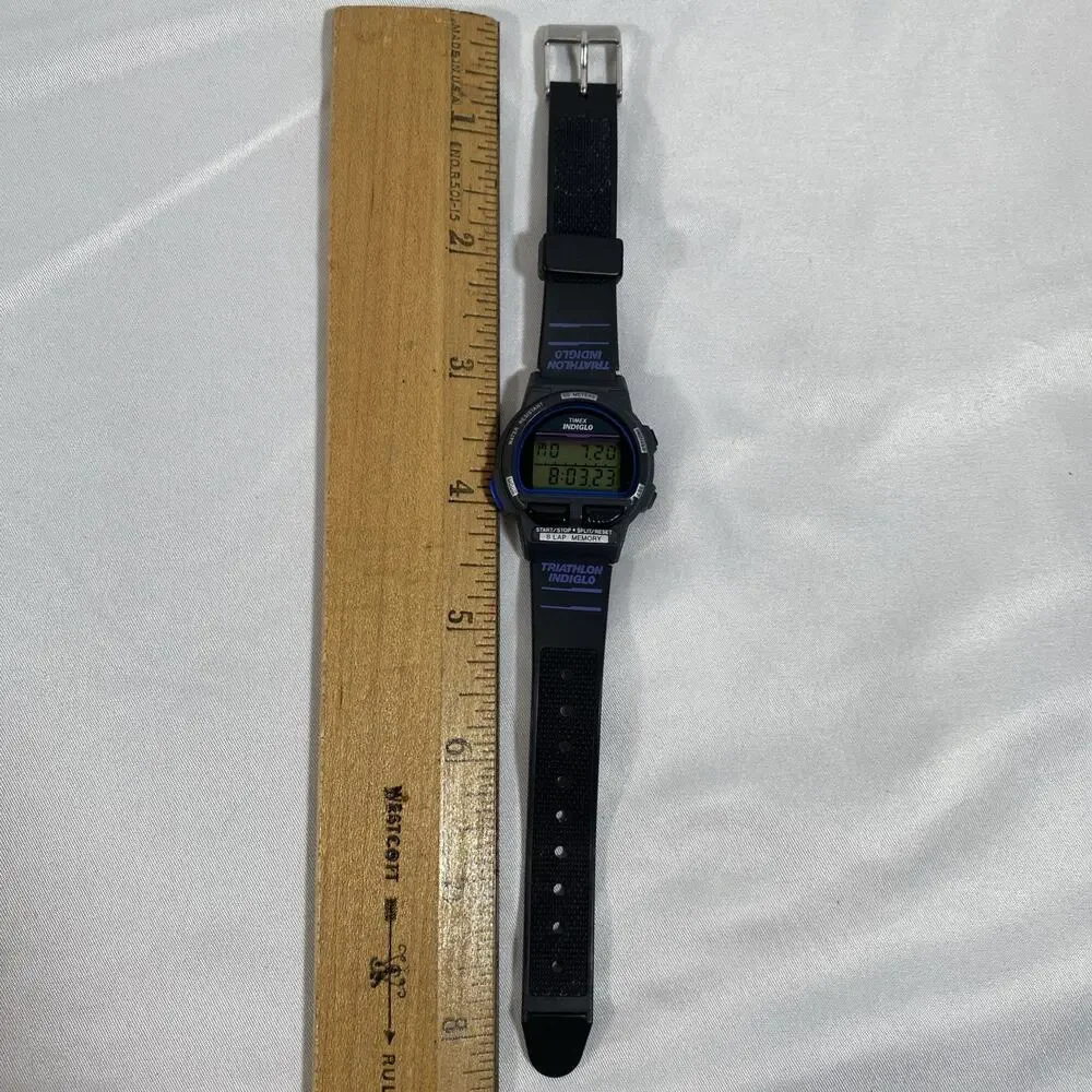 Vintage Women's Timex Ironman Triathlon Watch 8 Lap Blue Indiglo Purple Accents
